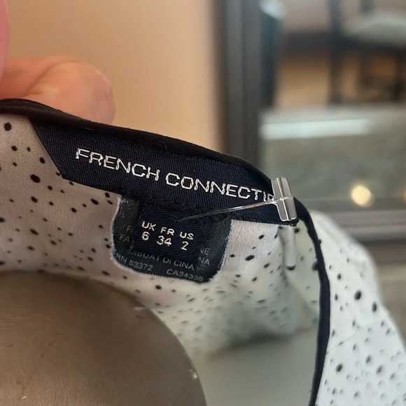 French connection 2 polka dot piping keyhole back mint short sleeve blouse - Picture 4 of 9